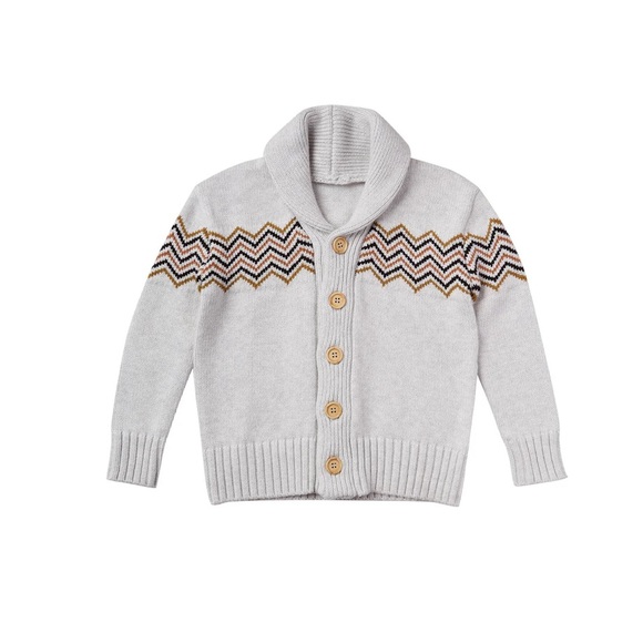 Rylee & Cru neutral boys wool blend shawl sweater - Picture 1 of 11